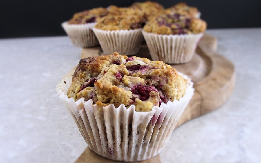 Raspberry and white chocolate muffins