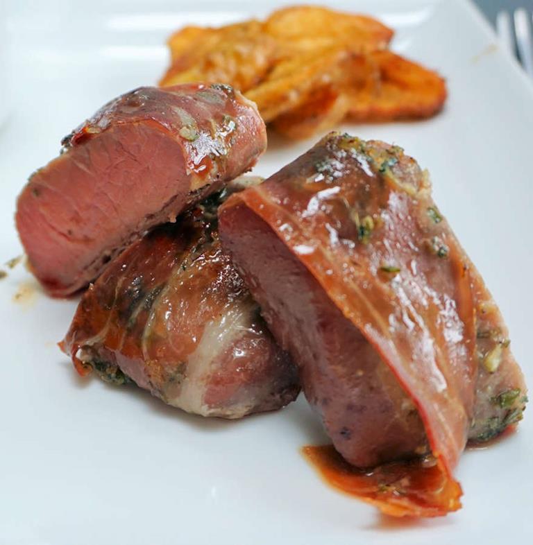 roast lamb loin wrapped in prosciutto cuisinefiend.com