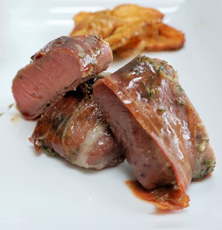 roast lamb loin wrapped in prosciutto cuisinefiend.com
