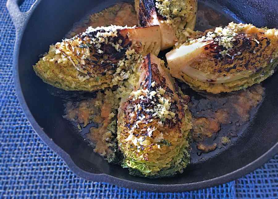 Baked savoy cabbage wedges