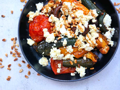 roasted vegetables with feta