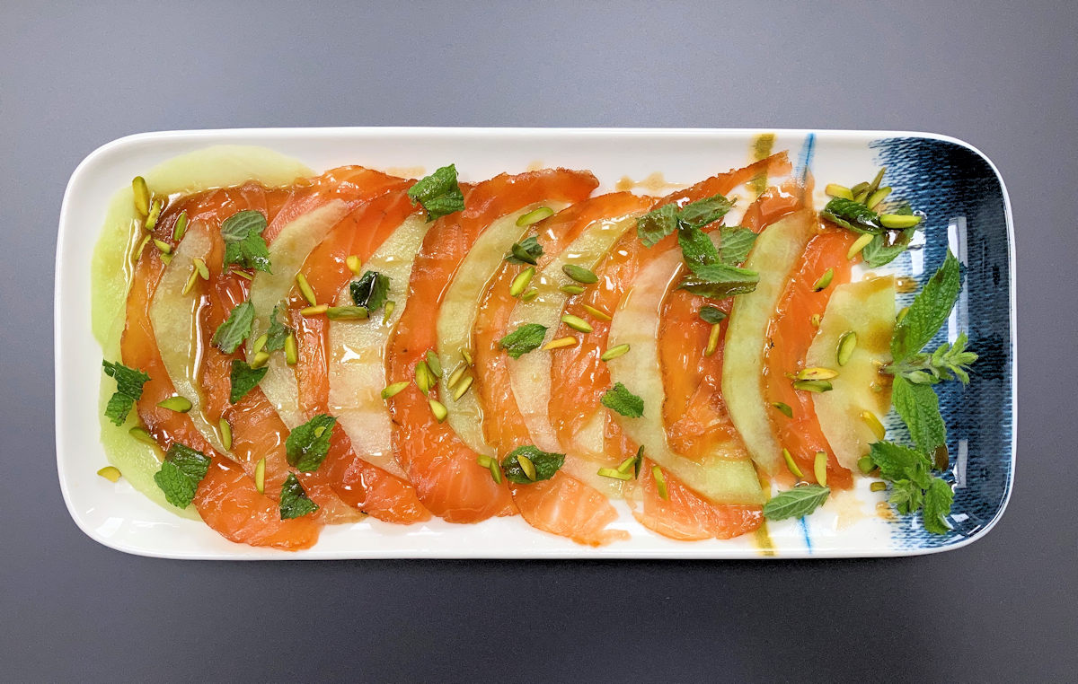 smoked salmon and melon salad cuisinefiend.com