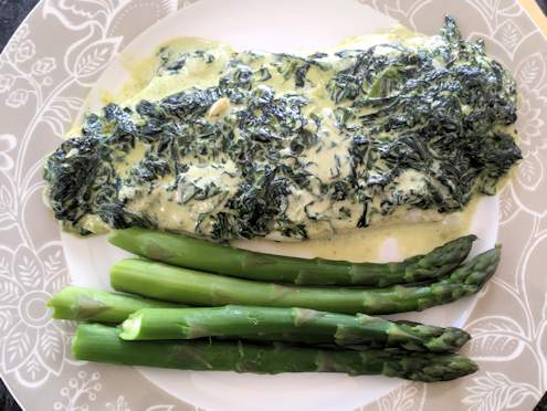 sea bass with spinach
