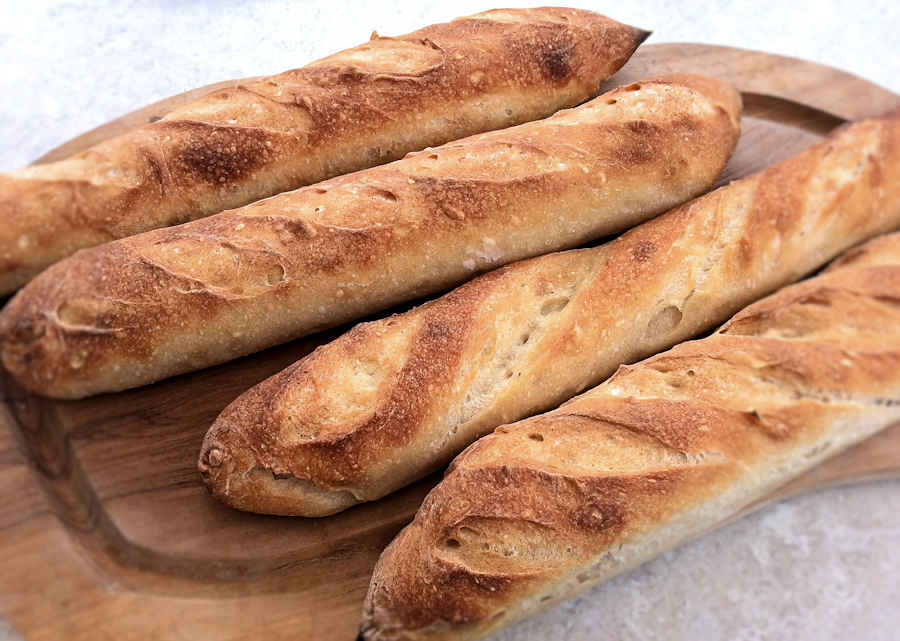 long fermenting sourdough French baguettes cuisinefiend.com