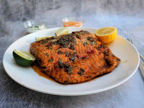 Steamed salmon