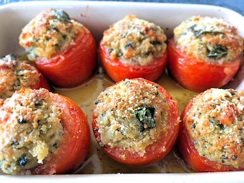 tomatoes stuffed with cheesy breadcrumbs