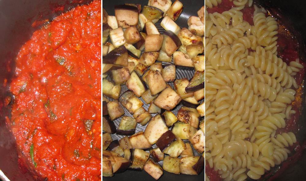 Cooking pasta and tomato sauce
