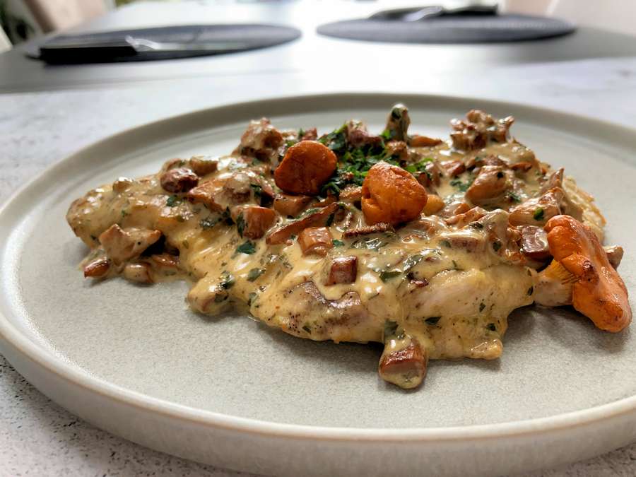 turkey steaks with chanterelle sauce cuisinefiend.com