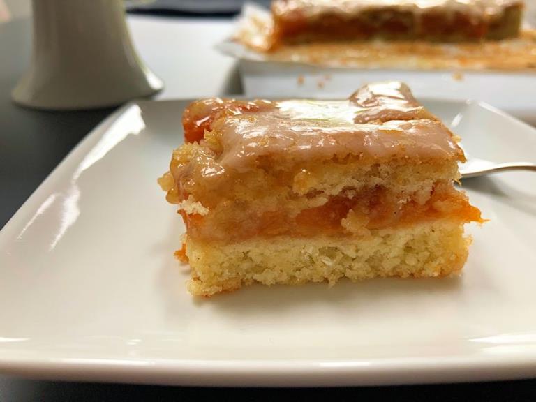 twice baked cake with apricot filling cuisinefiend.com