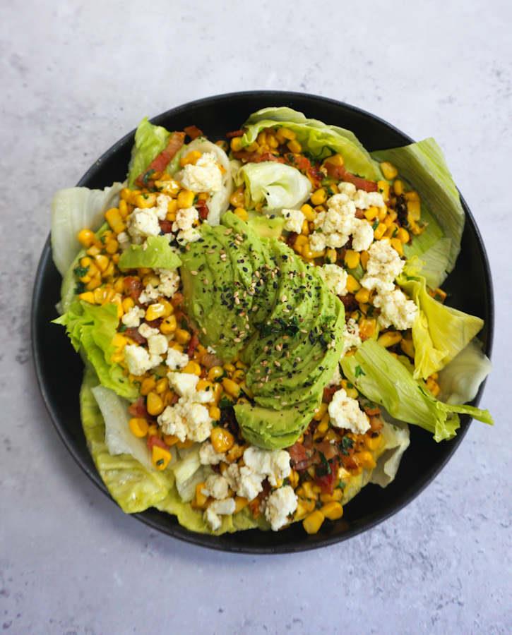 corn bacon and avocado salad cuisinefiend.com
