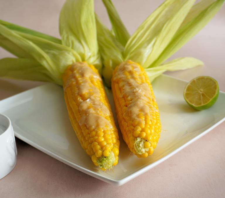 corn on the cob with tahini cuisinefiend.com