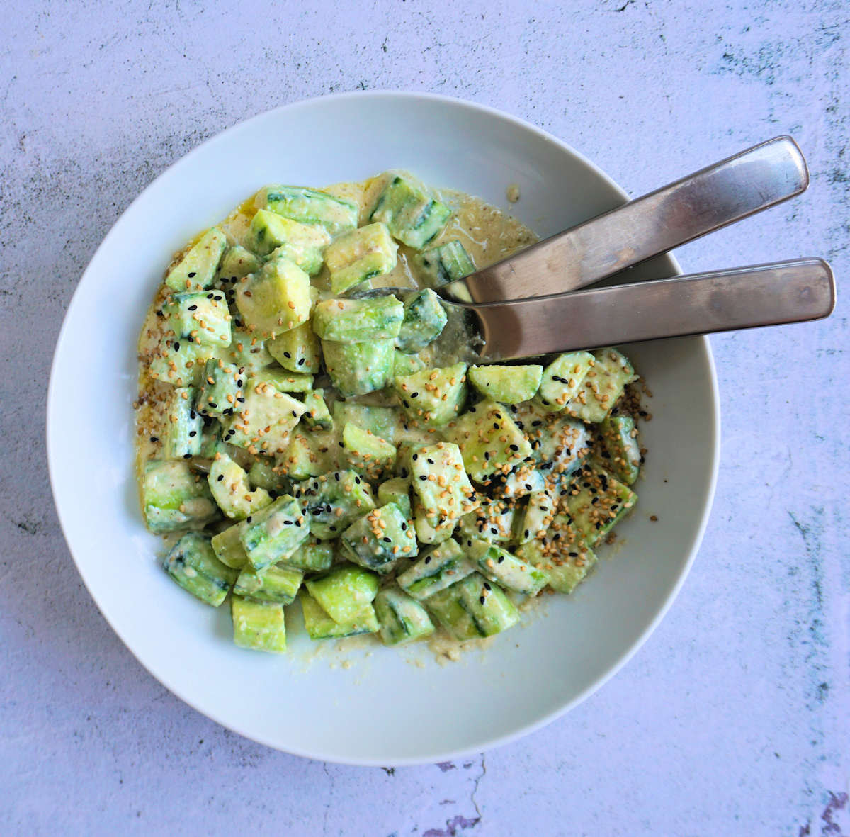 cucumbers with cumin tahini cuisinefiend.com