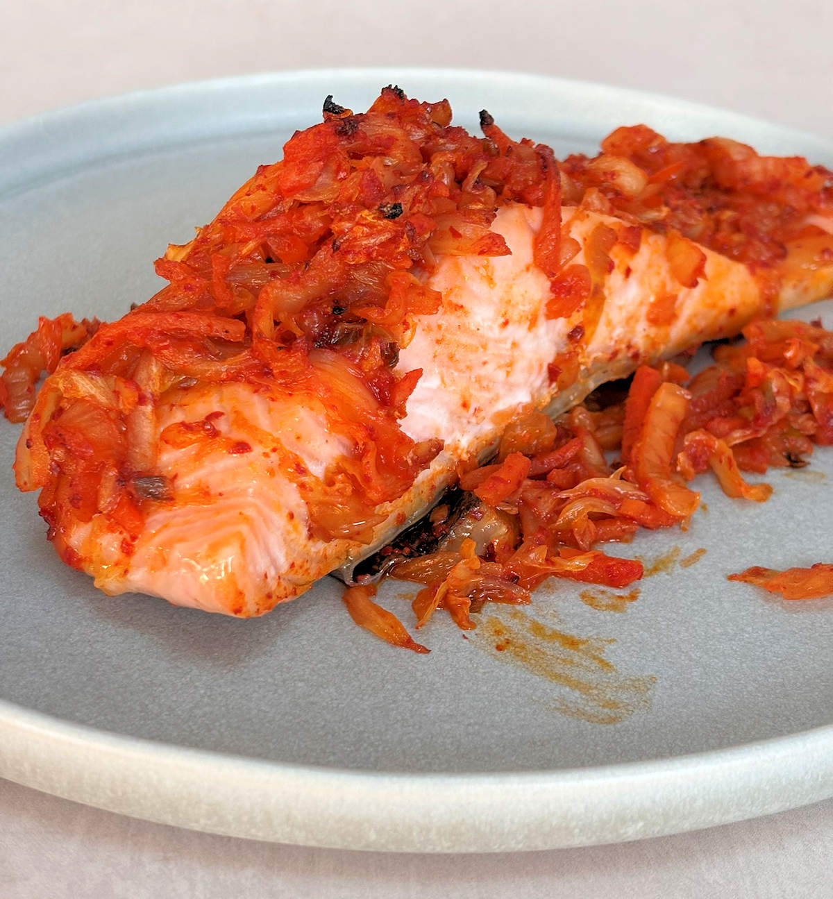 kimchi baked salmon cuisinefiend.com