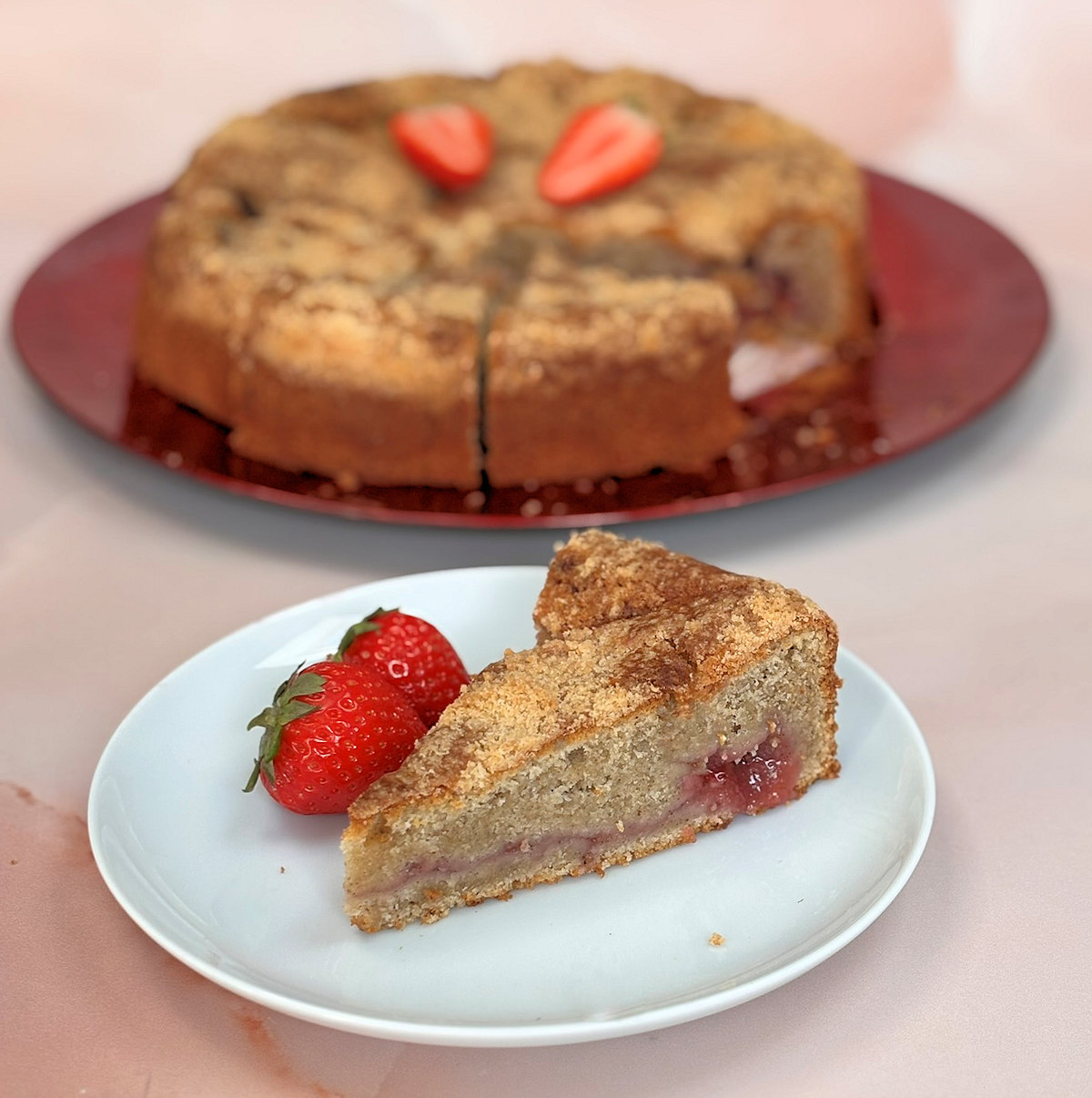 strawberry soured cream cake cuisinefiend.com