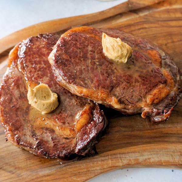 reverse steak with umami butter