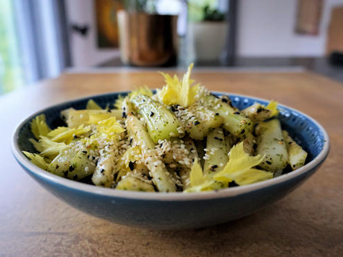 celery salad with furikake
