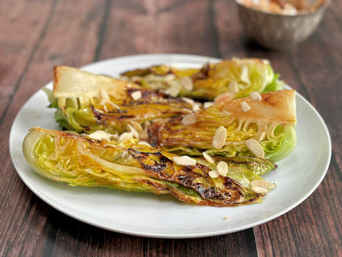 grilled hispi cabbage with almonds