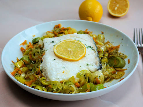 halibut with braised leeks