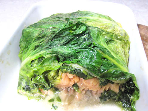 leaf wrapped salmon
