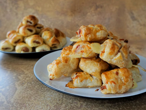 mini sausage and ham party rolls
