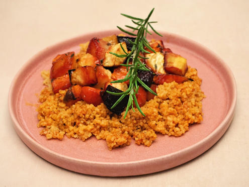 roasted root veg with bulgur