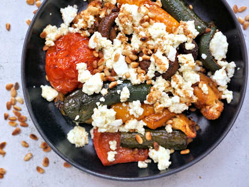 Roasted vegetables with feta