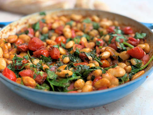 Tomato and spinach butter beans